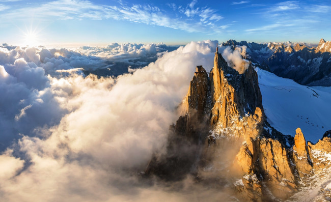 Обои картинки фото природа, горы, скалы, облака, панорама