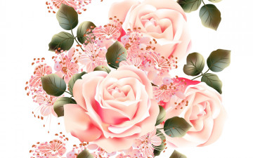 Картинка векторная+графика цветы+ flowers текстура розы фон цветы белый