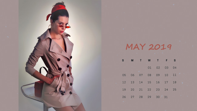 Обои картинки фото календари, компьютерный дизайн, взгляд, платок, очки, девушка