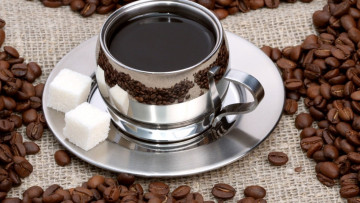 Картинка кофе еда +кофейные+зёрна напиток рафинад зерна кружка