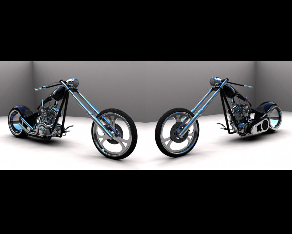 Обои картинки фото black, chopper, by, scogs, мотоциклы, 3d