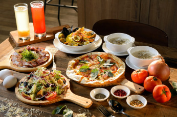 Картинка еда разное кухня бульон итальянская овощи пицца салат