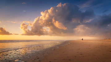 Картинка природа побережье песок море облака