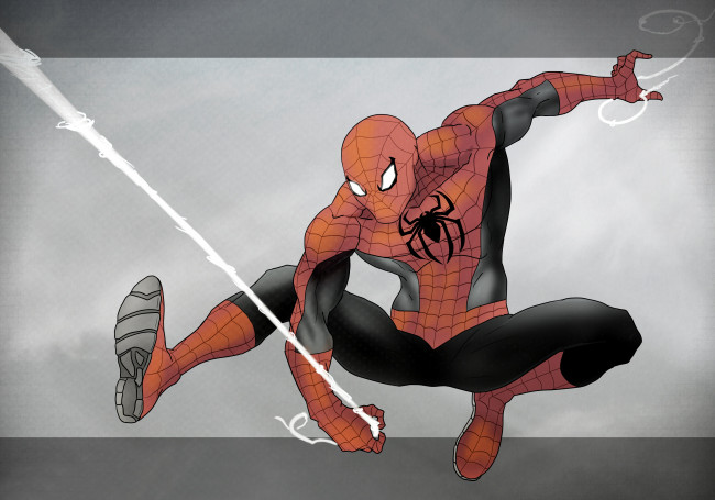 Обои картинки фото рисованное, комиксы, spider-man, костюм, супергерой