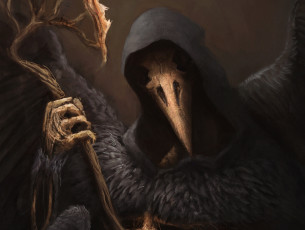 Картинка фэнтези нежить арт raven lord ворон скелет капюшон
