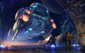 Картинка фэнтези космические+корабли +звездолеты +станции корабль роботы фантастика арт sci-fi небо звезды
