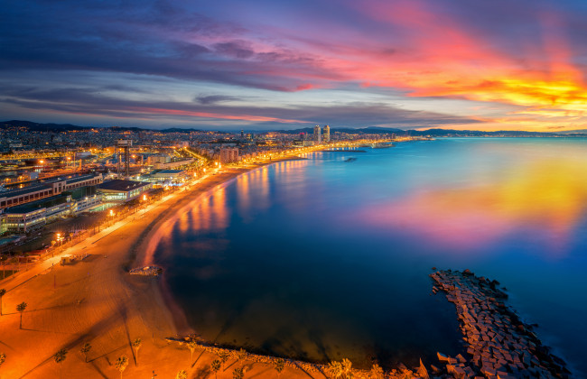Обои картинки фото barcelona beach, города, барселона , испания, простор