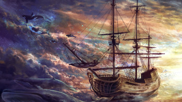 Картинка корабли рисованные море судно
