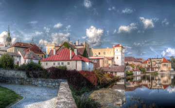 Картинка Чехия йиндржихув градец города улицы площади набережные дома набережная река