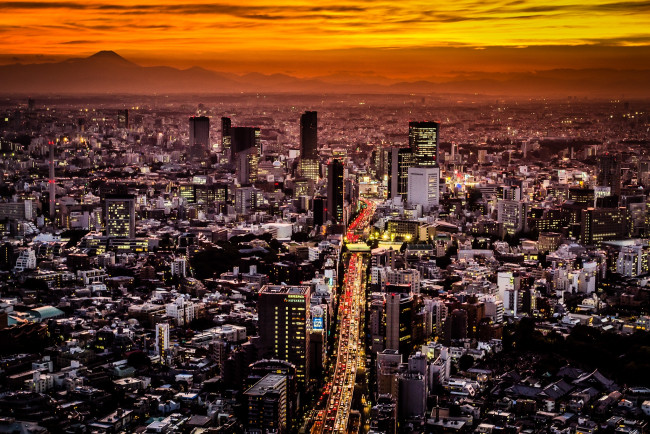 Обои картинки фото города, токио, Япония, ночь, огни, небоскребы