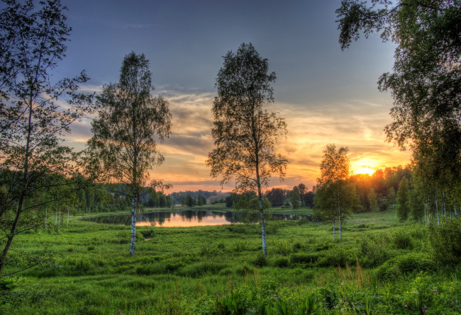 Обои картинки фото озеро  rouger  estonia, природа, пейзажи, rouger, estonia, озеро, деревья, трава