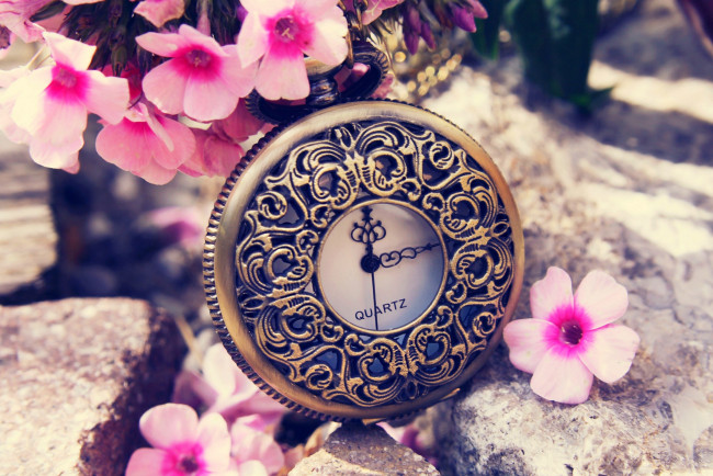 Обои картинки фото разное, Часы,  часовые механизмы, clock, flowers, spring, dial, switch, time, время, часы, цветы, весна, циферблат