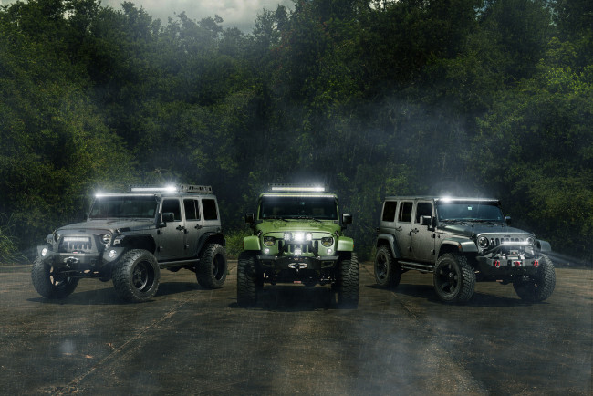 Обои картинки фото ua triple jeeps copy, автомобили, jeep, внедорожники