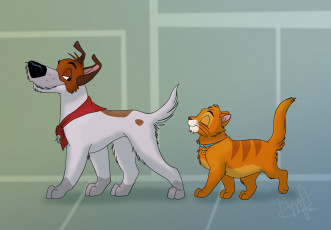 Картинка рисованное животные собака кошка