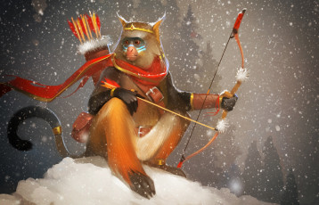 Картинка рисованное животные +обезьяны снег зима стрелы лук обезьяна арт