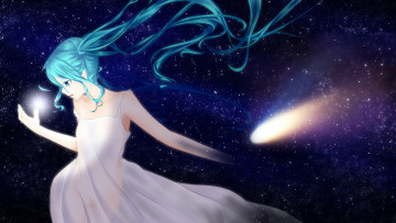 Картинка аниме vocaloid девочка арт комета космос