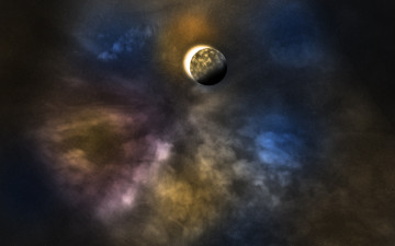 Картинка космос арт планета вселенная галактика затемнение