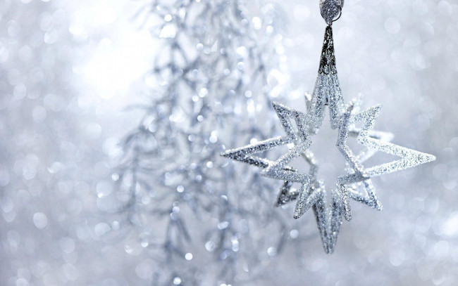 Обои картинки фото праздничные, снежинки и звёздочки, блестки, украшение, игрушка, звезда