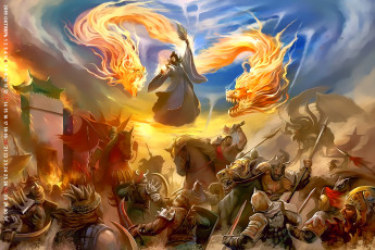 Картинка календари фэнтези 2019 calendar сражение битва воин пламя дракон
