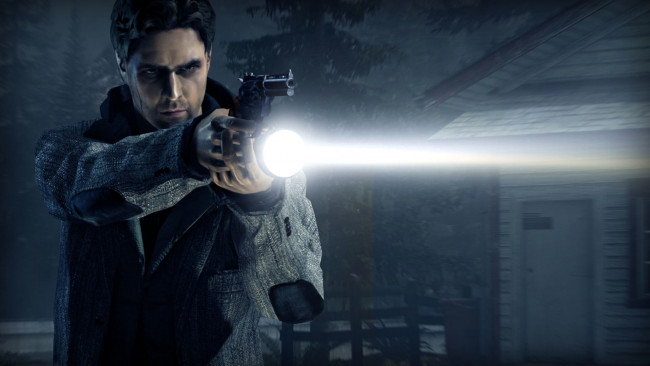 Обои картинки фото видео игры, alan wake, мужчина, фонарь, оружие