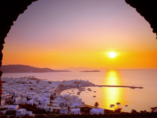 обоя the, cyclades, islands, at, sundown, greece, города, пейзажи