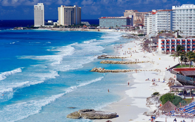Обои картинки фото cancun, shoreline, mexico, города, пейзажи