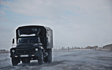 Картинка автомобили зил грузовики 130 zil грузовик зима дорога