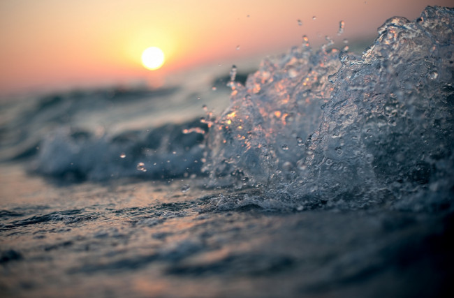 Обои картинки фото природа, вода, закат, море