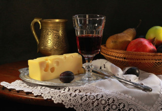 Картинка еда натюрморт фрукты вино сыр