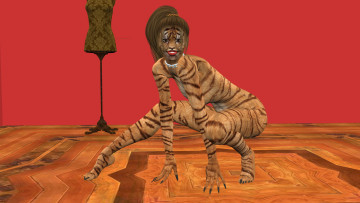 Картинка 3д+графика fantasy+ фантазия тигрица взгляд девушка