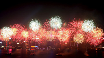 Картинка разное салюты +фейерверки fireworks 2014 china hong kong new year
