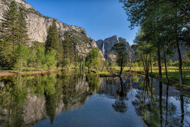 Обои картинки фото природа, реки, озера, горы, река, деревья, отражение