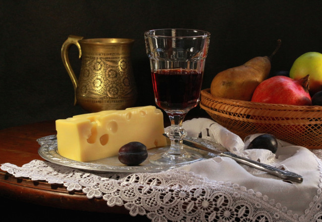 Обои картинки фото еда, натюрморт, фрукты, вино, сыр