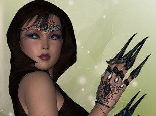 Картинка 3д+графика фантазия+ fantasy когти фон взгляд девушка