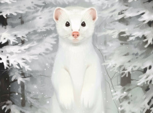 Картинка gaudibuendia рисованное животные зверёк лес зима взгляд