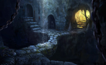 Картинка фэнтези иные+миры +иные+времена подземелье существо цепи туннель