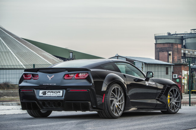 Обои картинки фото автомобили, corvette, темный, c7, 2015г, pdr700, coupe, stingray, chevrolet, prior-design