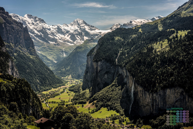 Обои картинки фото швейцария, календари, природа, деревья, гора, 2018