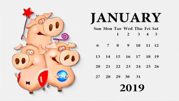 Картинка календари праздники +салюты звезда шар игрушка поросенок свинья