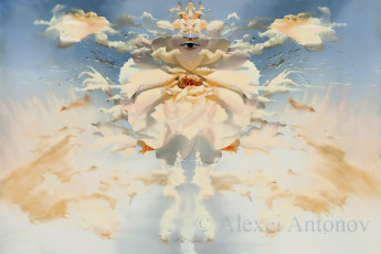 Картинка рождение+ангела рисованное алексей+антонов облака лепестки небо глаз