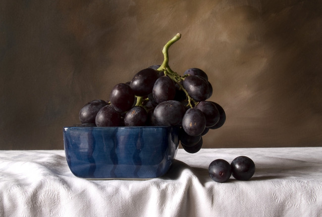Обои картинки фото еда, виноград, гроздь, синий