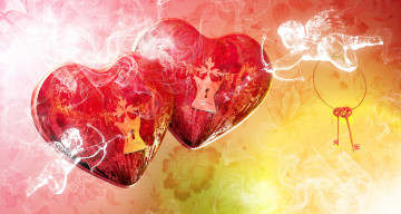 Картинка праздничные день+святого+валентина +сердечки +любовь амур сердца