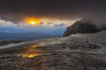Картинка природа восходы закаты солнце облака горы