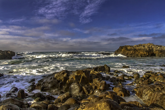 Обои картинки фото природа, побережье, волны, камни, океан