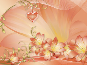 Картинка праздничные день+святого+валентина +сердечки +любовь сердечко цветы