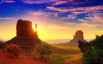 Картинка природа восходы закаты прерия камни скалы небо долина закат