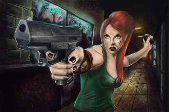 Картинка рисованное люди девушка фон взгляд пистолет