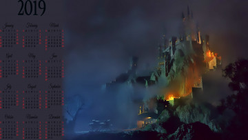 Картинка календари фэнтези ночь замок