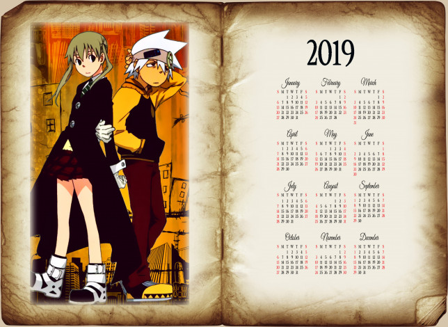 Обои картинки фото календари, аниме, книга, девушка, юноша