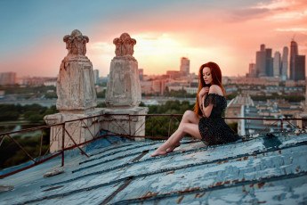 Картинка девушки -unsort+ рыжеволосые+и+другие фотосессия крыша москва городской вид девушка